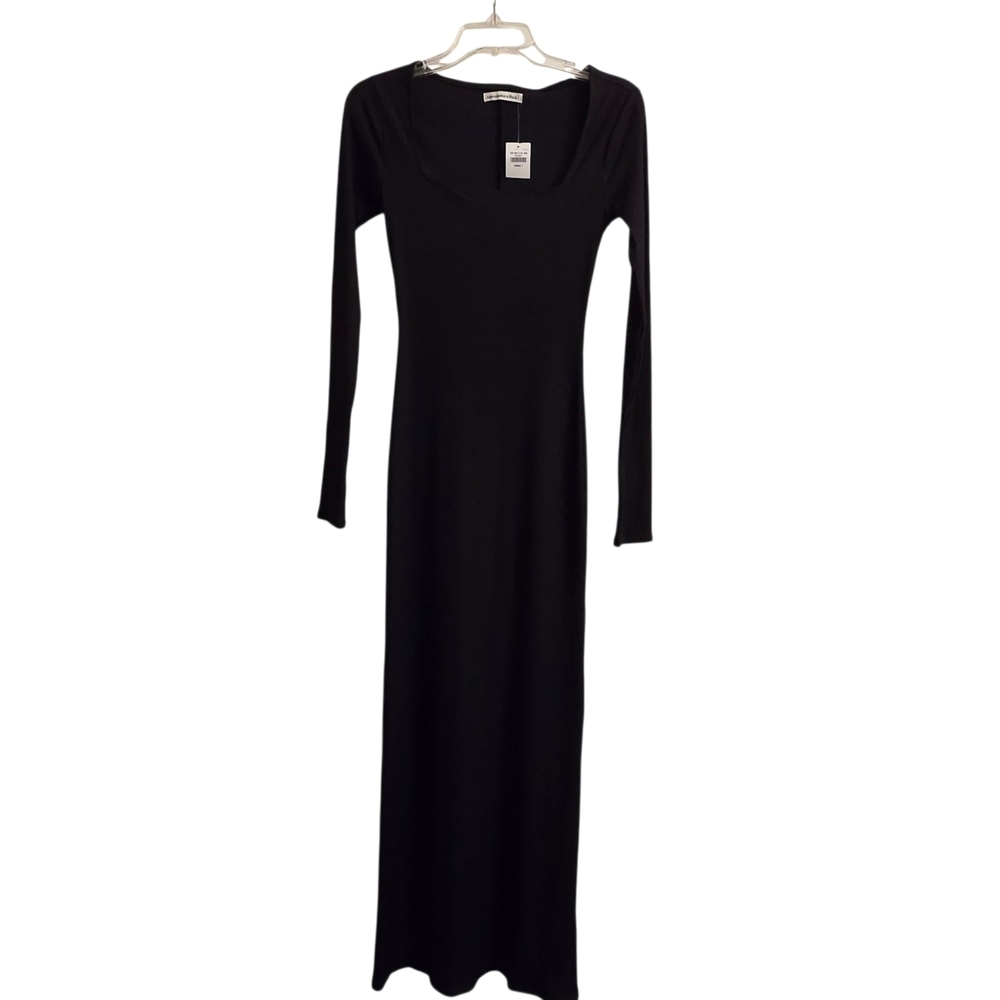 NWT Abercrombie & Fitch Black Long Sleeve Maxi Dress